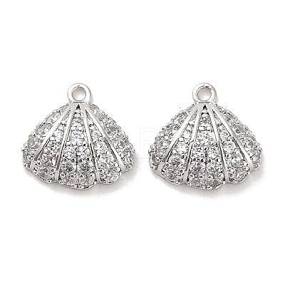 Brass Micro Pave Clear Cubic Zirconia Charms KK-C054-05P-1