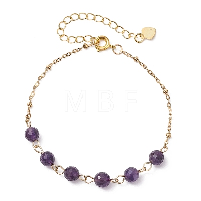 Natural Amethyst Beads Link Bracelets BJEW-JB12778-1