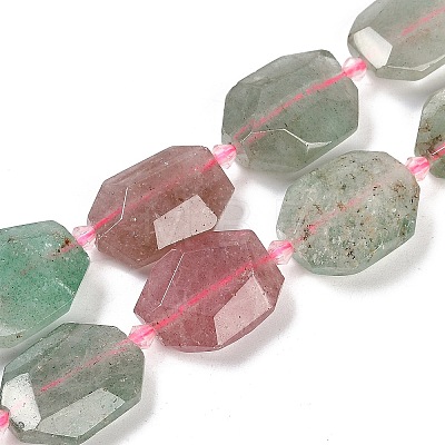 Natural Red & Green Strawberry Quartz Beads Strands G-B125-P28-01-1