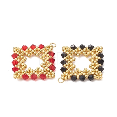 3Pcs Glass Seed Beaded Pendants PALLOY-MZ01286-1