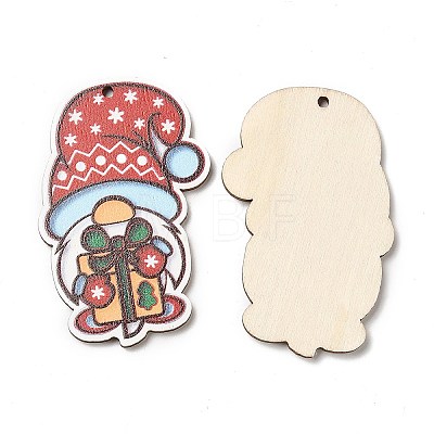 Single Face Christmas Printed Wood Big Pendants WOOD-D025-24-1