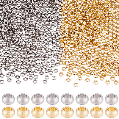 800Pcs 2 Colors 304 Stainless Steel Spacer Beads STAS-BBC0009-75A-1