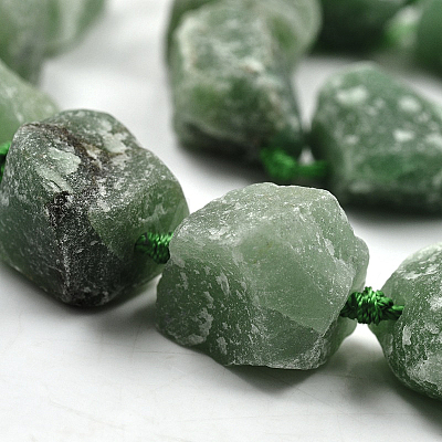 Nuggets Natural Green Aventurine Beads Strands G-N0135-14-1