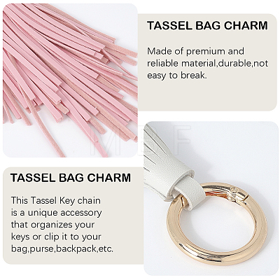 2Pcs 2 Colors PU Leather Tassel Pendan Keychains FIND-CL0001-88B-1