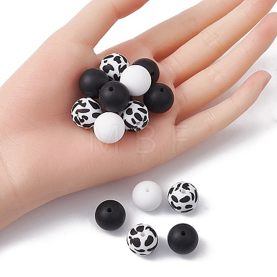 Round Food Grade Eco-Friendly Silicone Focal Beads SIL-YW0001-14A-1