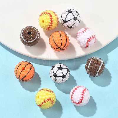 10Pcs 5 Colors Sport Theme Opaque Acrylic Resin Beads MACR-FS0002-05-1