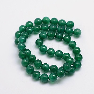 Round Natural Green Onyx Agate Bead Strands G-L419-82-1