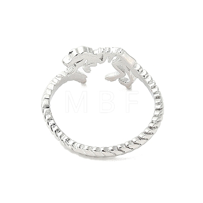 Dinosaur Skeleton Brass Open Cuff Ring for Women RJEW-A040-02P-1