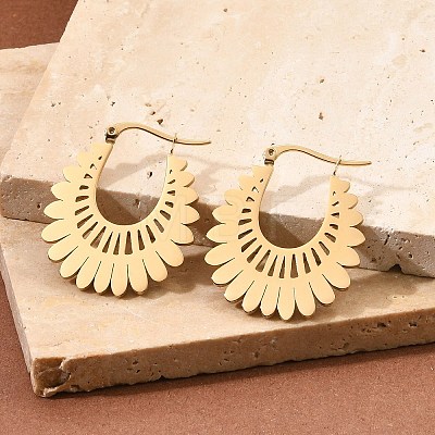 304 Stainless Steel Flower Stud Earrings for Women EJEW-Q009-03C-G-1