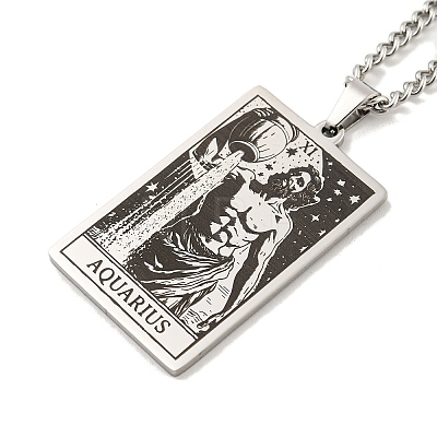 Non-Tarnish 304 Stainless Steel Tarot Pendant Necklaces NJEW-A026-01P-11-1