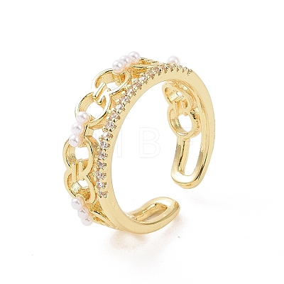 Brass Micro Pave Cubic Zirconia Open Rings RJEW-J017-VC200-1