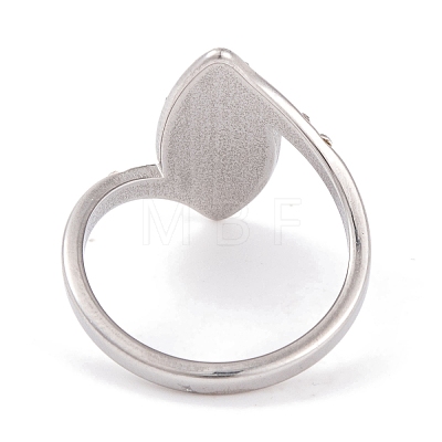 304 Stainless Steel Horse Eye Finger Ring for Women RJEW-C086-27-P-1