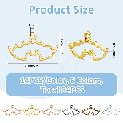 84Pcs 6 Colors Alloy Pendants FIND-FH0009-91-1