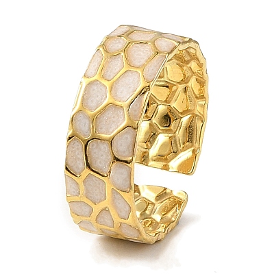304 Stainless Steel Enamel Open Cuff Rings for Women RJEW-F166-20G-02-1