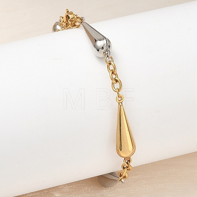 Two Tone 304 Stainless Steel Link Bracelets for Women BJEW-A169-02GP-1