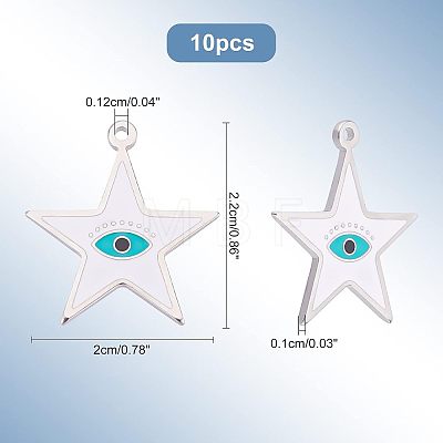  10Pcs 304 Stainless Steel Enamel Pendants STAS-NB0001-27-1