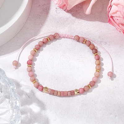 Natural Rhodonite Braided Bead Bracelets BJEW-JB11241-02-1