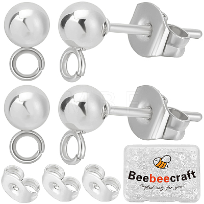 304 Stainless Steel Stud Earring Findings STAS-BBC0008-36B-1