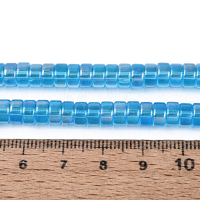 AB Color Plated Transparent Glass Beads Strands GLAA-T026-3x6mm-T07-1