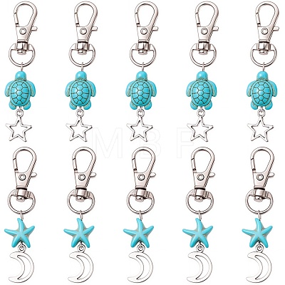 20Pcs Starfish Turtle Synthetic Turquoise Pendant Decorations HJEW-CP0001-43A-1