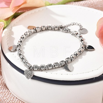 Punk Style 304 Stainless Steel Column Link Charm Bracelets for Women BJEW-C089-14P-1