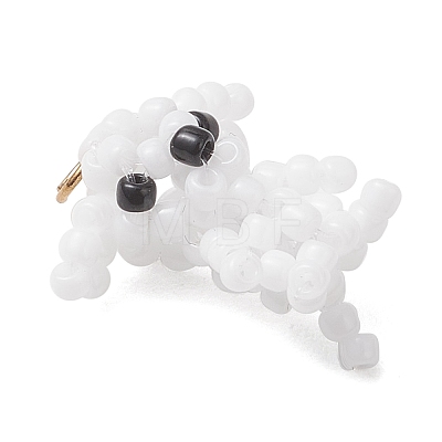 Glass Seed Beaded Dog Pendans PALLOY-MZ01223-02-1