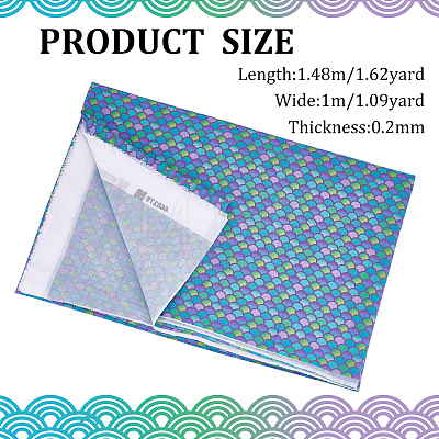 Fish Scale Pattern Polyester-Cotton Fabric DIY-WH0430-114E-1