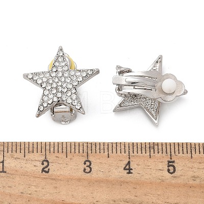 Star Brass Micro Pave Clear Cubic Zirconia Clip-on Earrings EJEW-U049-01P-1