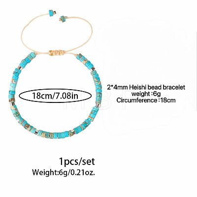 Dyed Synthetic Imperial Jasper Heishi Beads Adjustable Braided Bracelets for Men Women BX7041-1-1