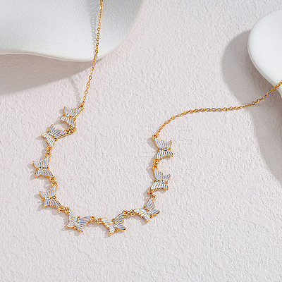 304 Stainless Steel Crystal Rhinestone Butterfly Multi-Pendant Necklaces for Women WG50282-01-1