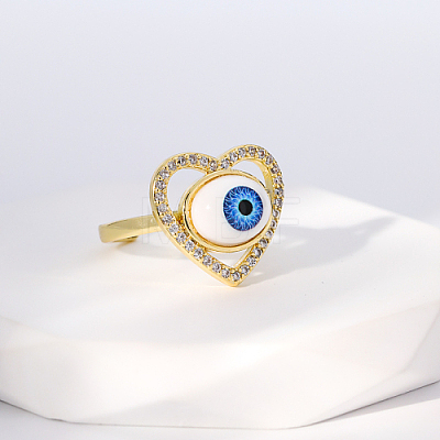 Evil Eye Stainless Steel Open Cuff Rings for Women US1717-1-1