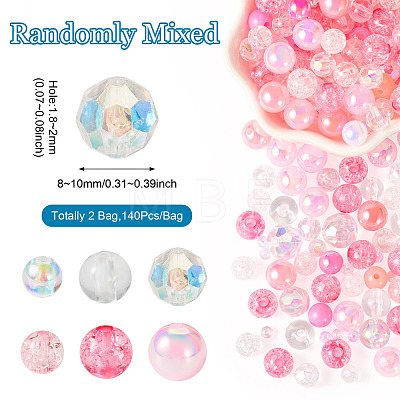 Transparent & Opaque Acrylic Bead OACR-TAC0002-08B-1