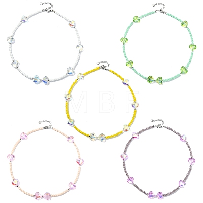 Glass Beaded Necklaces for Women NJEW-JN06081-1