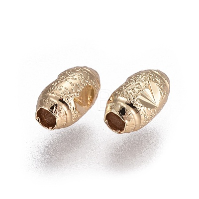 Electroplate Brass Textured Beads KK-F789-32G-1