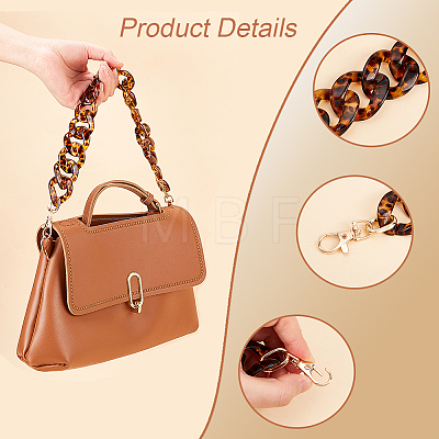 Leopard Print Pattern Acrylic Curb Chain Bag Handles FIND-WH0120-03A-1