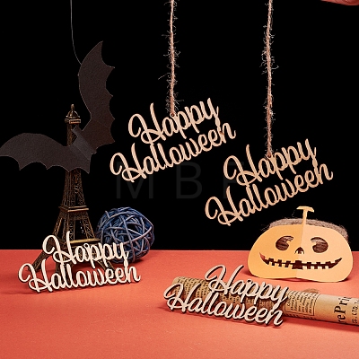 Word Happy Halloween Blank Wooden Cutouts Ornaments WOOD-L010-01-1