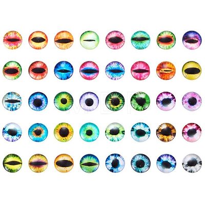 10mm Mixed Color Lucky Evil Eye Glass Flatback Dome Cabochons for Jewelry Making GGLA-PH0002-10mm-AB-1