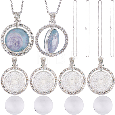 DIY Blank Dome Alloy Rhinestone Pendant Necklace Making Kits DIY-SP0002-73B-1