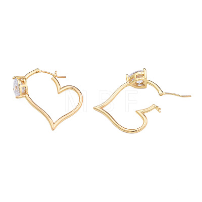 Cubic Zirconia Heart Hoop Earrings EJEW-N011-76-1