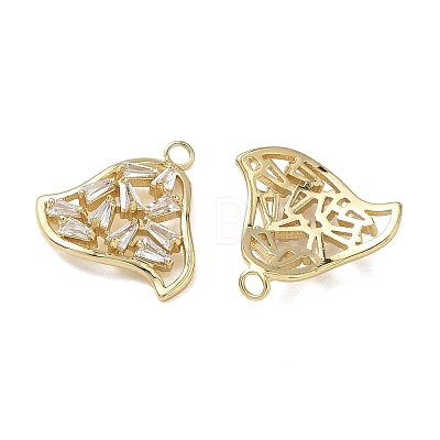 Brass Micro Pave Clear Cubic Zirconia Pendants KK-C259-02G-1