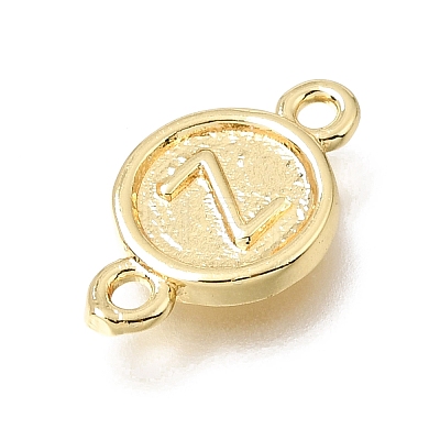 Brass Disc with Initial Links Connector Charms KK-E802-36G-Z-1