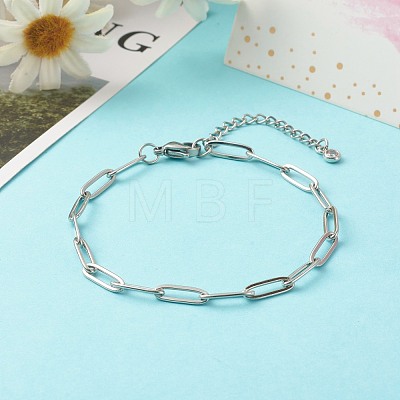 304 Stainless Steel Paperclip Chains Bracelet BJEW-JB06524-02-1