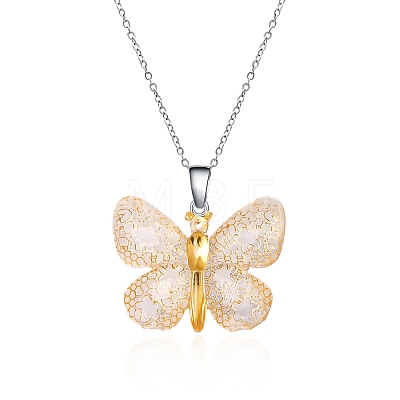 Butterfly Resin Pendant Necklaces PW-WG40B23-01-1