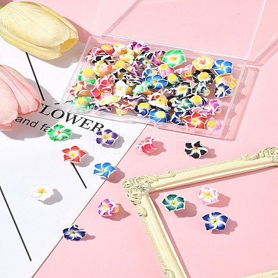 60Pcs 15 Colors Handmade Polymer Clay 3D Flower Plumeria Beads CLAY-FS0001-39-1