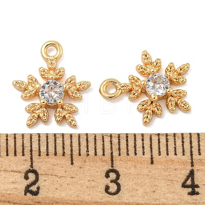 Flower Brass Micro Pave Cubic Zirconia Pendants KK-N254-102G-01-1