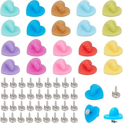 150Pcs 10 Colors Plastic Heart Lapel Pin Backs FIND-CA0005-35-1