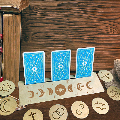 Natural Wood Card Stand for Tarot DJEW-WH0034-02D-1
