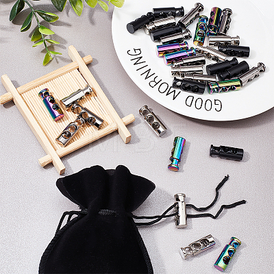 32Pcs 4 Colors Alloy Spring Cord Locks FIND-AR0002-06-1