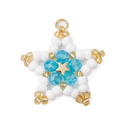 Glass Seed Beaded Star Pendants PALLOY-MZ00541-01-1