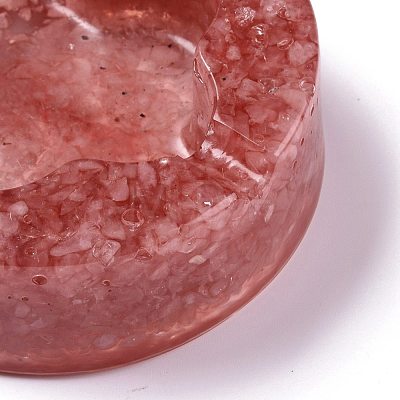 Resin with Natural Rose Quartz Chip Stones Ashtray DJEW-F015-05F-1